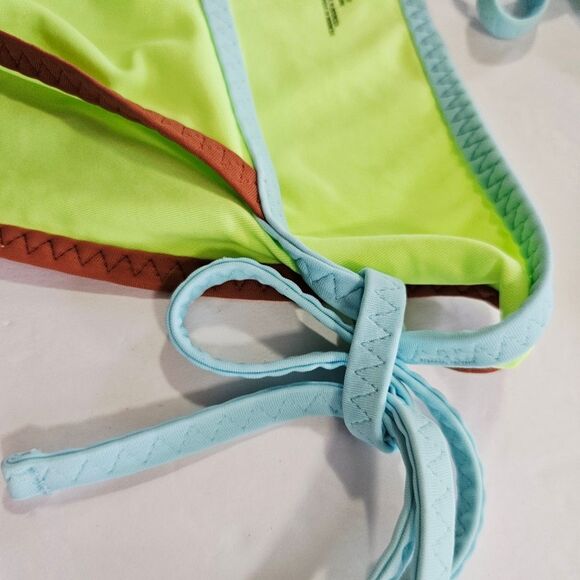 Aerie Vibrant Green Classic Triangle Padded String Bikini Cheeky Bottoms Set S - Picture 8 of 10